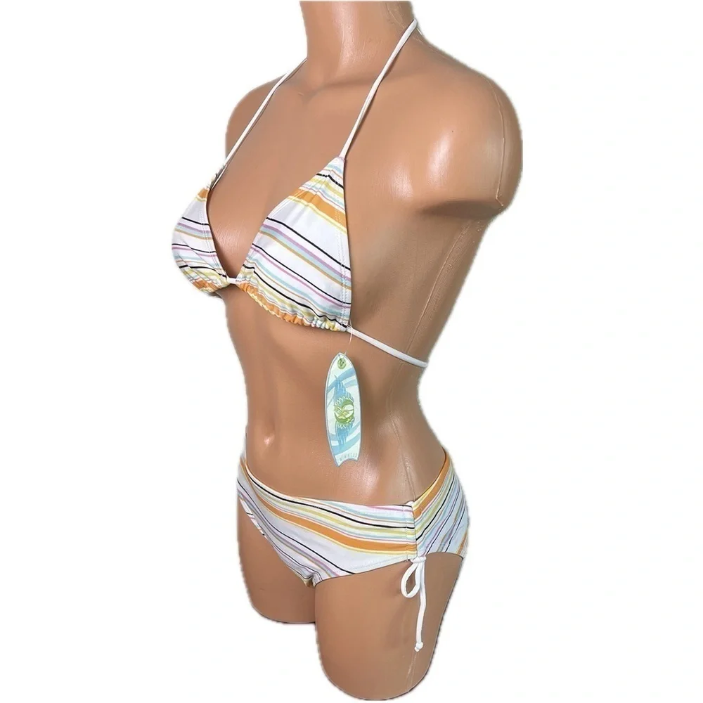 Striped 3 Piece Bikini Set NWT